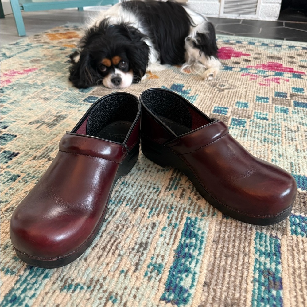 Burgundy Leather Dansko Clogs